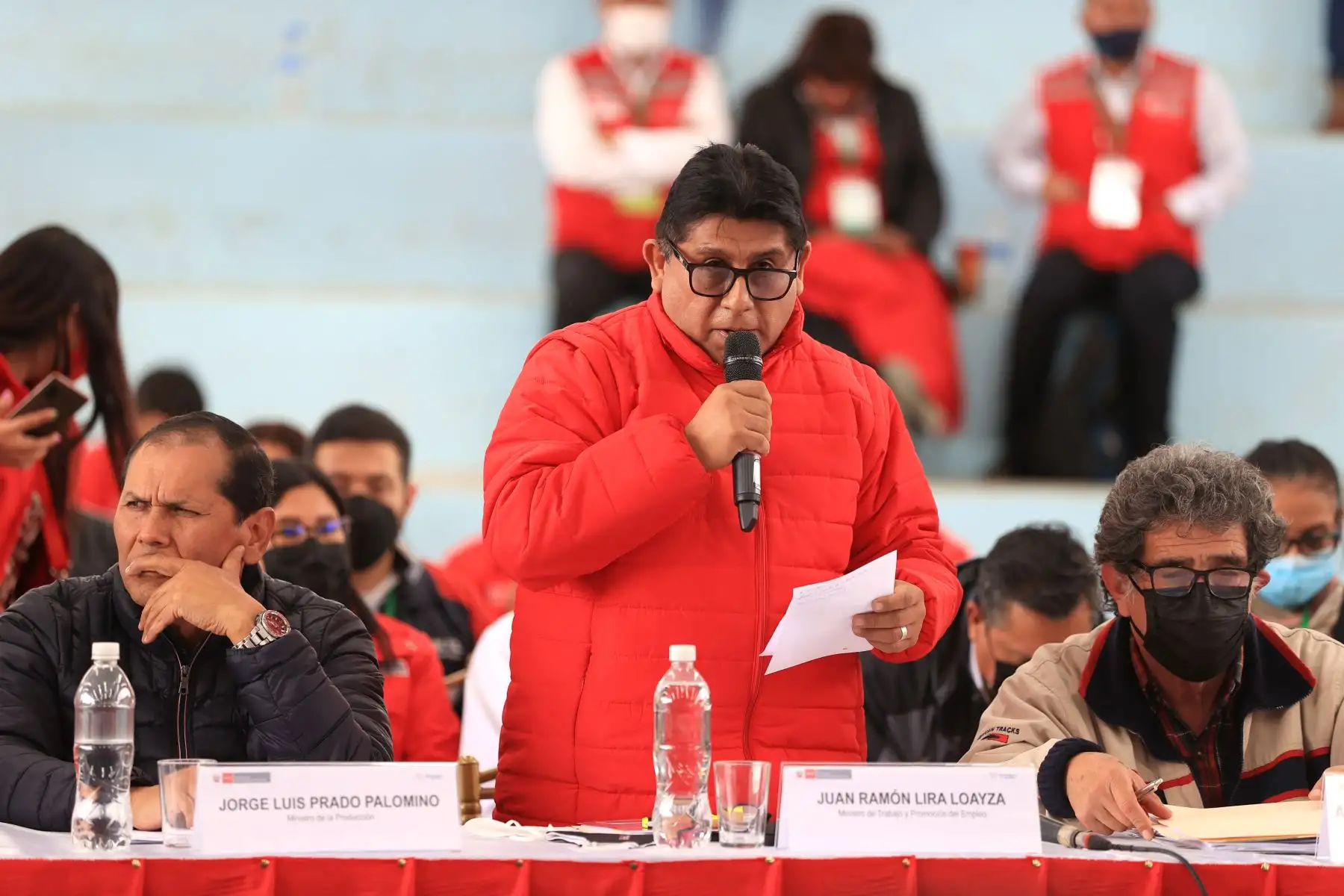 Ministro de Trabajo y la Promoción del Empleo, Juan Ramón Lira Loayza, participó del XIX Consejo de Ministros Descentralizado en la ciudad de Celendín, Cajamarca.
Foto: ANDINA/ Presidencia Perú