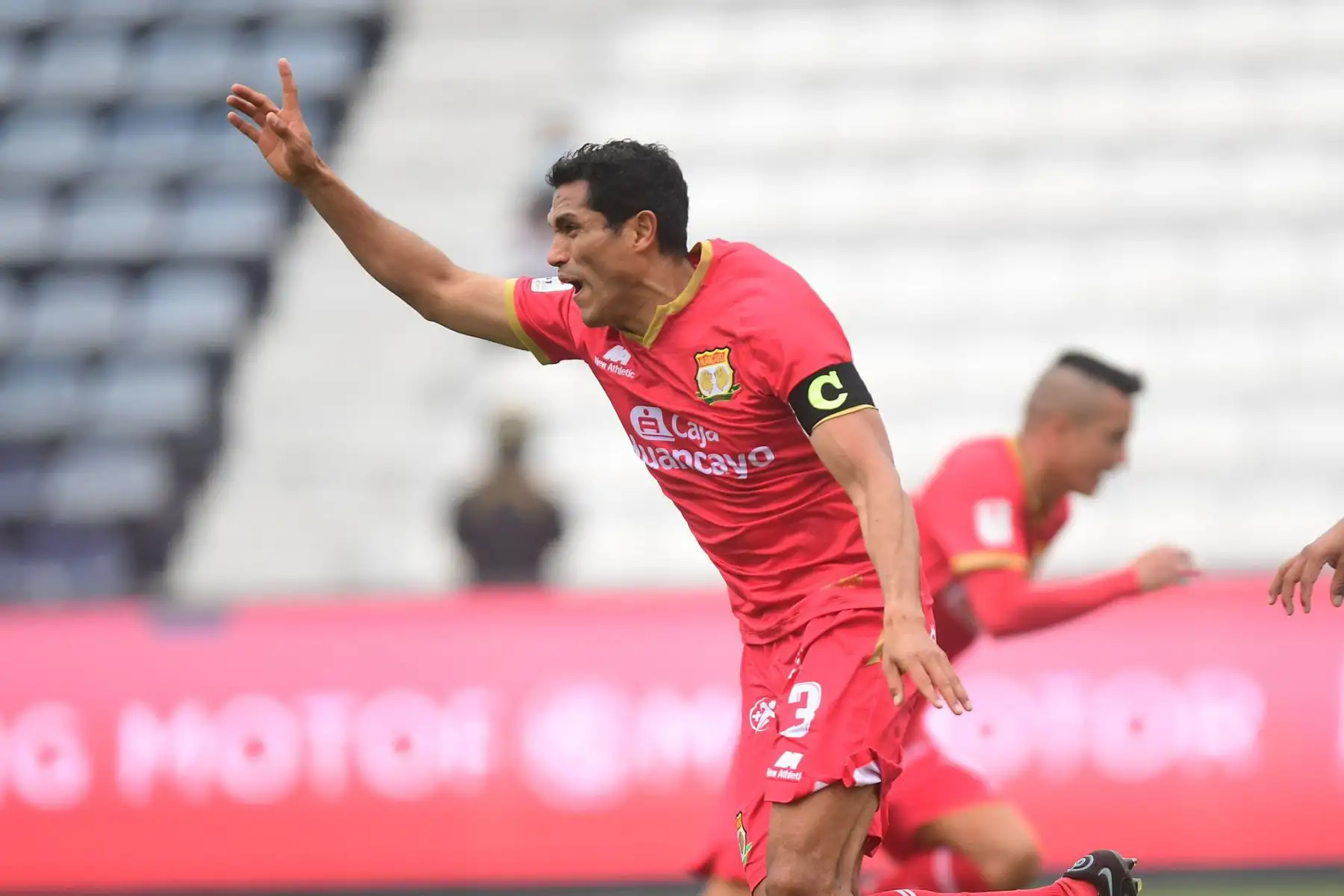 Jugador de Sport Huancayo celebra su gol durante un partido jugado ante  Sporting Cristal por la primera fecha del Torneo Clausura Liga 1 en el Estadio Alejandro Vilanueva.
Foto: Liga 1