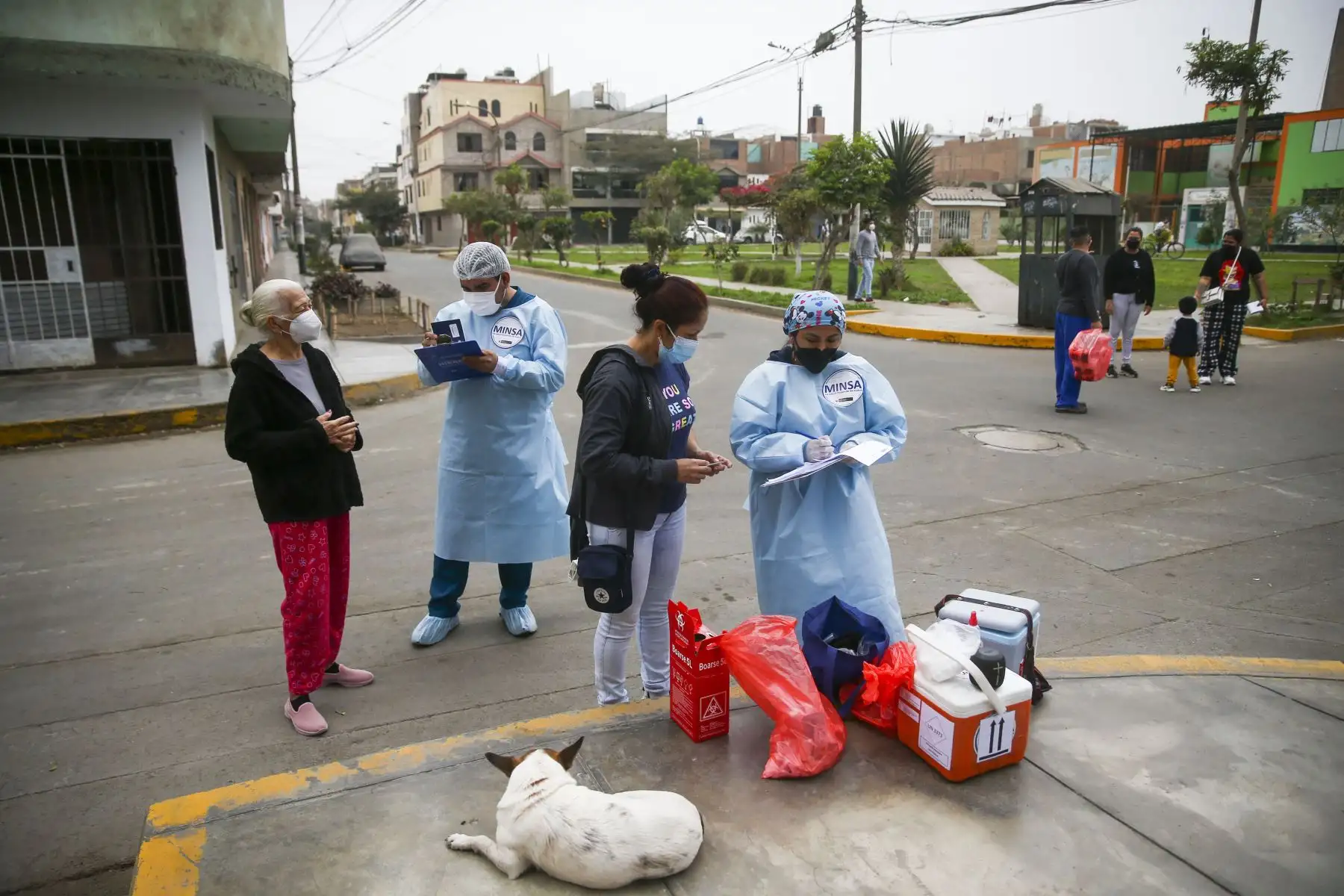 El proceso de vacunación contra el covid-19 no se detiene y continúa protegiendo a la población de Lima Norte. Brigadas del ministerio de Salud recorren la urbanización Virgen del Sol en Los Olivos vacunando la 3era y 4ta dosis contra la covid 19 y neumococo. 
Foto: ANDINA/Carla Patiño Ramírez
