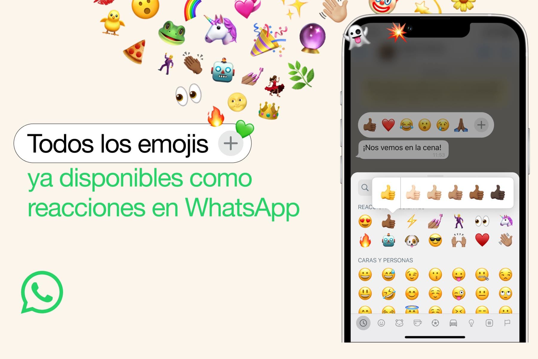 Las personas ahora podrán usar cualquier emoji para reaccionar a un mensaje en WhatsApp. Foto: Meta