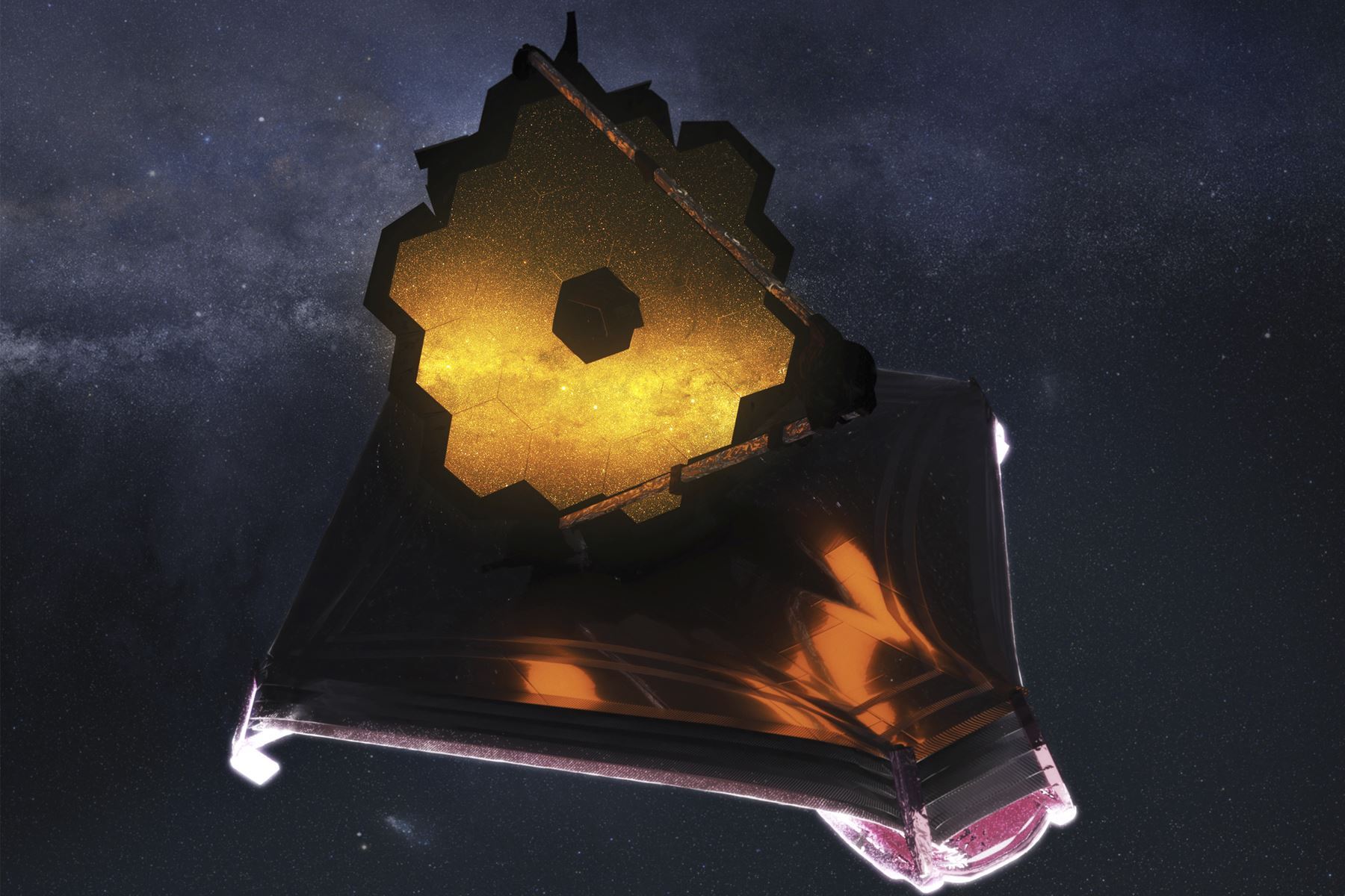 El telescopio espacial James Webb, lanzado en diciembre de 2021 al espacio, ha pasado por un período de preparación de seis meses antes de poder comenzar su trabajo científico, calibrando sus instrumentos a su entorno espacial y alineando sus espejos.
Foto: NASA