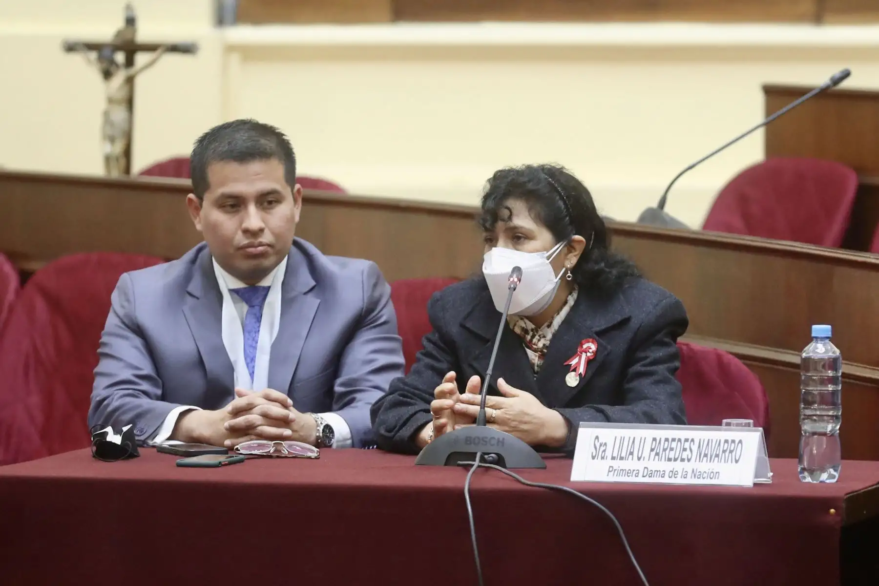 La primera dama de la Nación, Lilia Paredes, se presenta esta mañana en la Comisión de Fiscalización en el Congreso de la República. Foto: Congreso