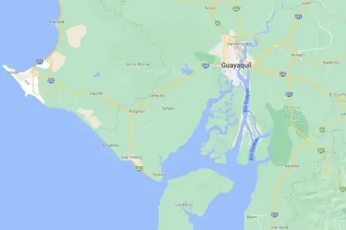Zona costera de Guayaquil. Imagen: Google Maps.