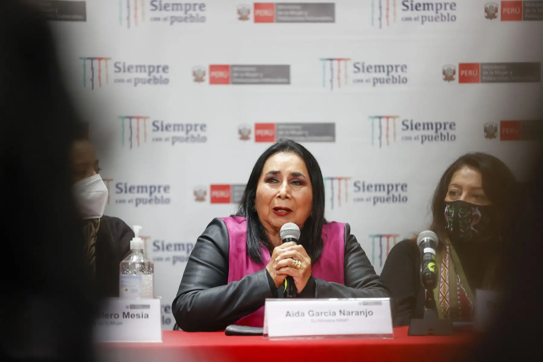 Ex ministra, Aída García Naranjo da mensaje en conferencia de prensa para manifestar su rechazo al cambio de nombre propuesto por el Congreso de la República. Foto: ANDINA/Carla Patiño