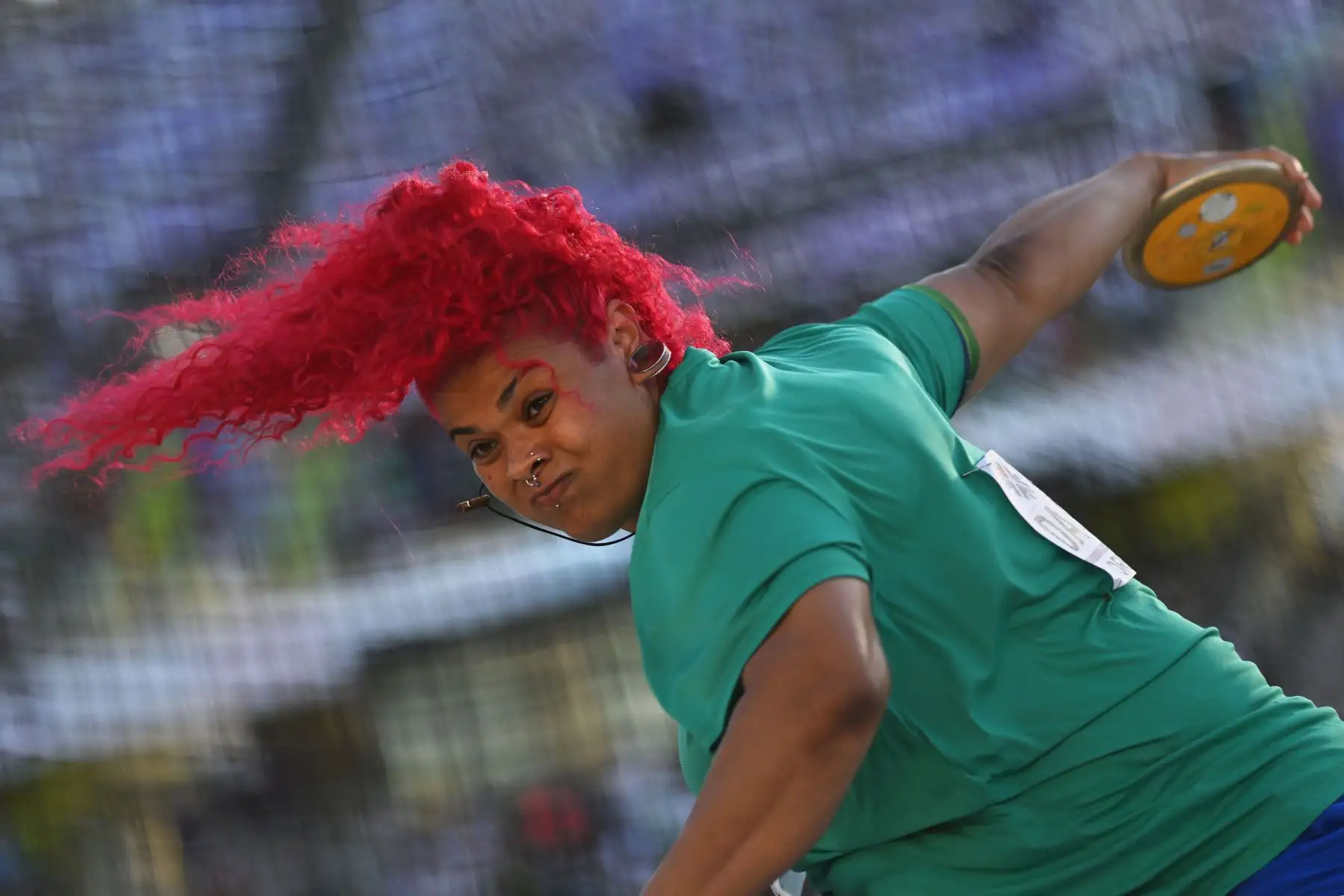 Izabela da Silva de Brasil compite en la calificación de lanzamiento de disco femenino durante el Campeonato Mundial de Atletismo en Hayward Field en Eugene, Oregón.
Foto: AFP