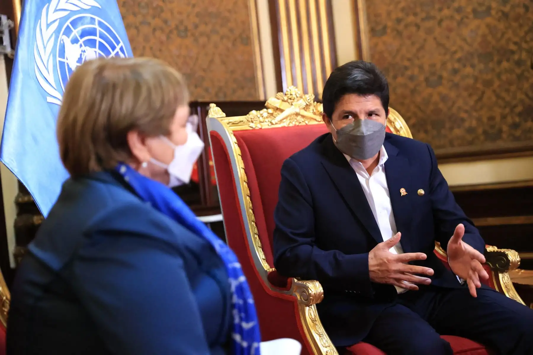 Presidente Pedro Castillo recibió a la Alta Comisionada de las Naciones Unidas para los Derechos Humanos, Michelle Bachelet, y a su delegación. Foto: ANDINA/ Prensa Presidencia