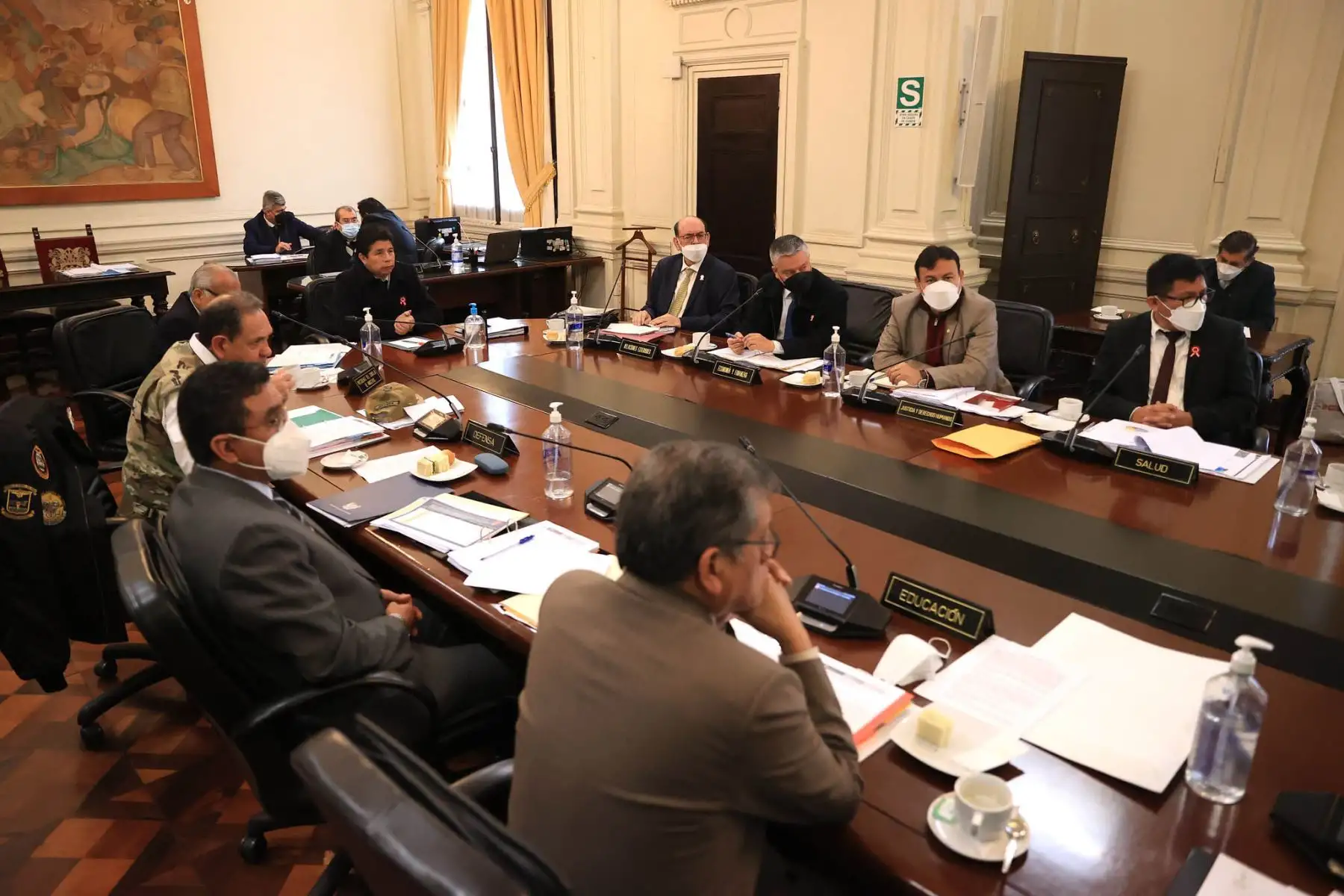 El presidente de la República, Pedro Castillo, lidera una nueva sesión del Consejo de Ministros en la sede de Palacio de Gobierno. Foto: ANDINA/ Prensa Presidencia