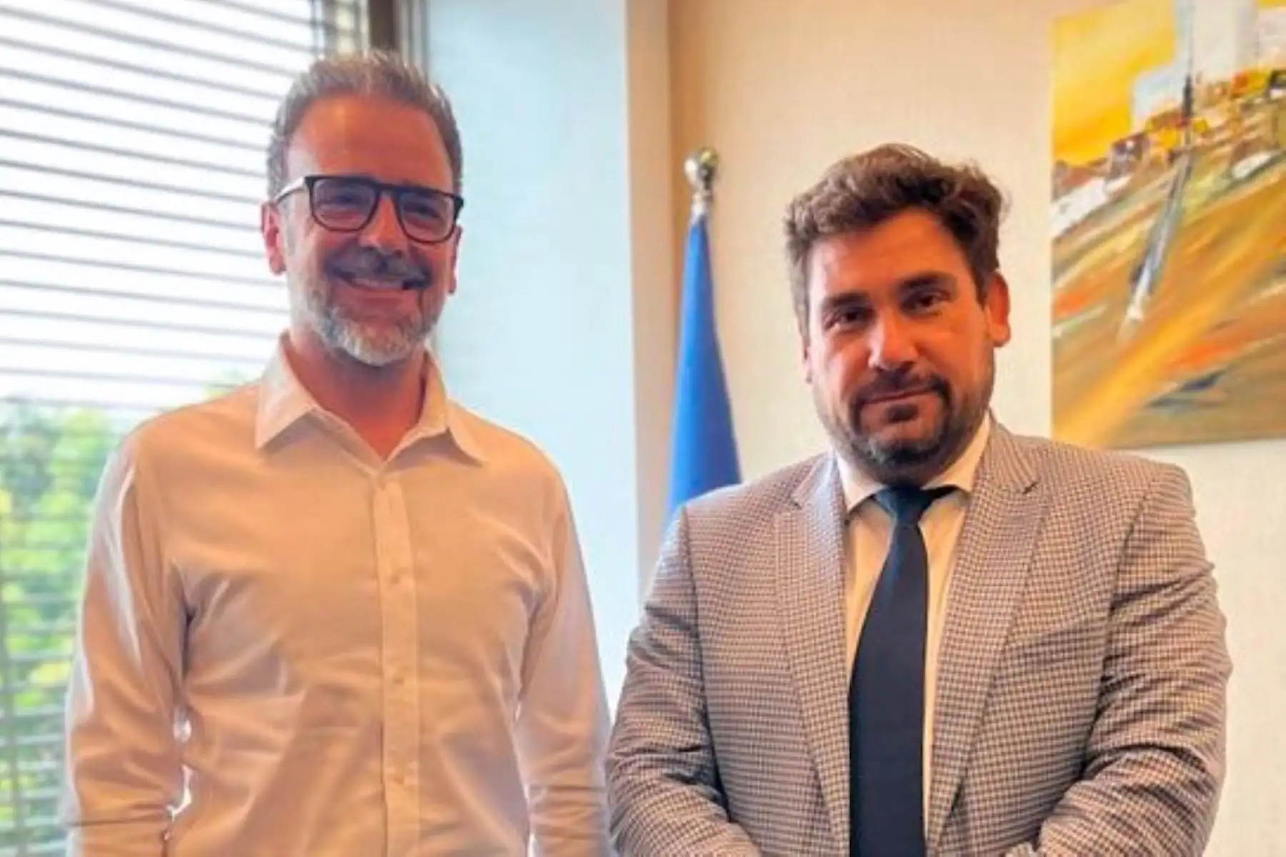 El director de la Oficina de la Secretaría General y jefe del Gabinete de la UNCTAD, Pedro Moreno se reunió con el titular de Indecopi, Julián Palacín. Foto: Cortesía.