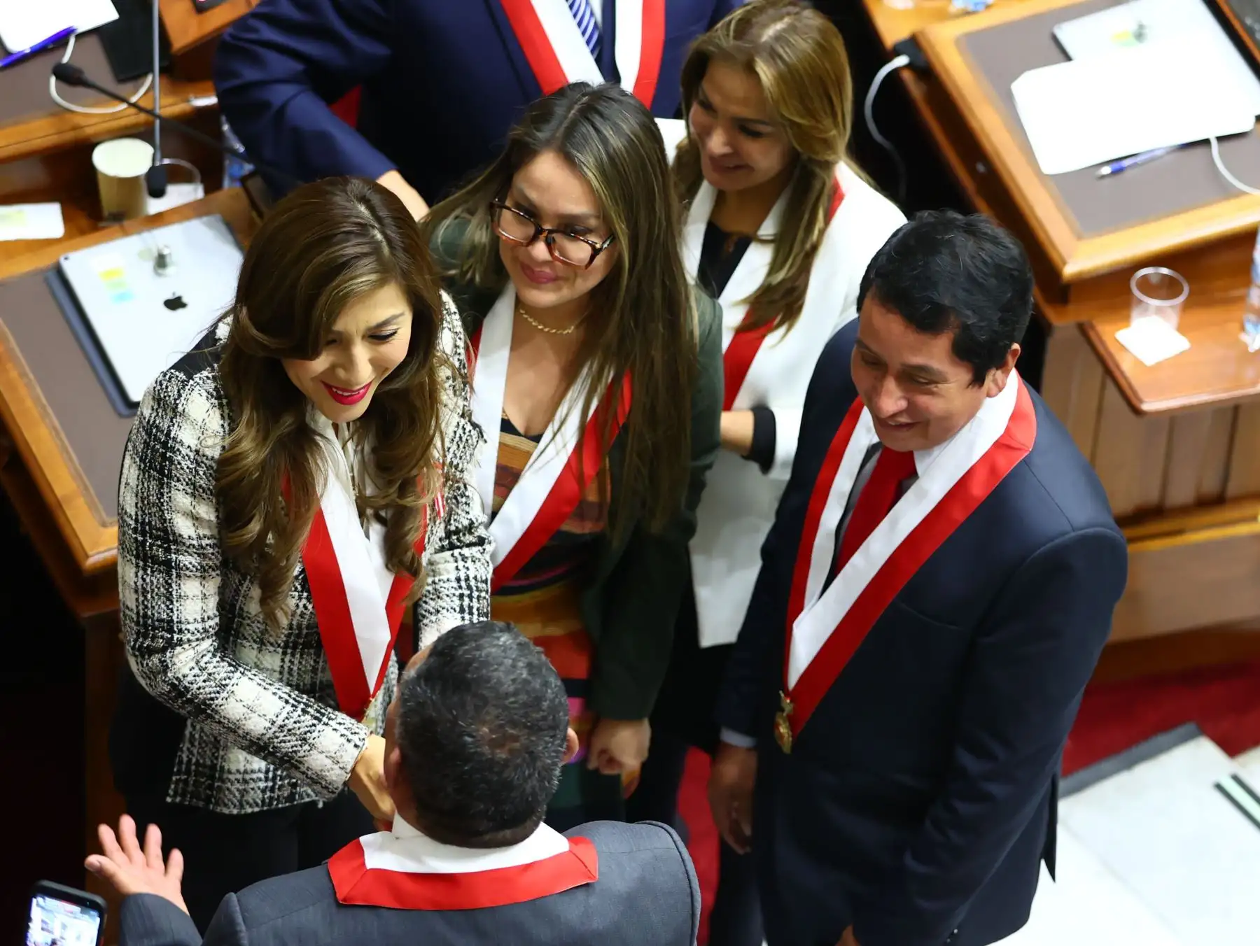 Mesa Directiva del Congreso encabezada por Lady Camones. Acompañan, Martha Moyano (Fuerza Popular), Digna Calle (Podemos) y Wilmar Elera (Somos Perú) como candidatos a vicepresidentes, conduciran la Mesa Directiva para el periodo 2022-2023. Foto: ANDINA/ Andres Valle