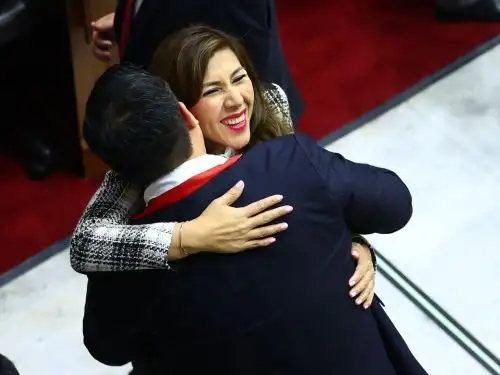Mesa Directiva del Congreso encabezada por Lady Camones. Acompañan, Martha Moyano (Fuerza Popular), Digna Calle (Podemos) y Wilmar Elera (Somos Perú) como candidatos a vicepresidentes, conducirán la Mesa Directiva para el periodo 2022-2023. Foto: ANDINA/ Andrés Valle.