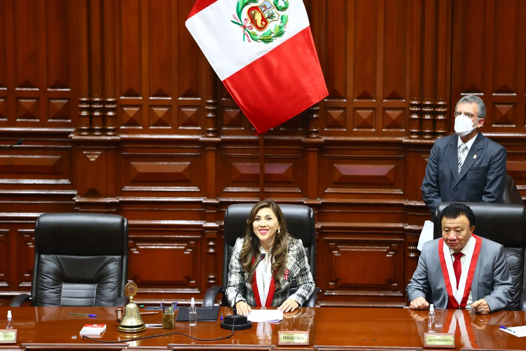 Juramentación de la nueva Mesa Directiva del Congreso encabezada por Lady Camones. Acompañan, Martha Moyano (Fuerza Popular), Digna Calle (Podemos) y Wilmar Elera (Somos Perú) para el periodo 2022-2023. Foto: ANDINA/ Andrés Valle