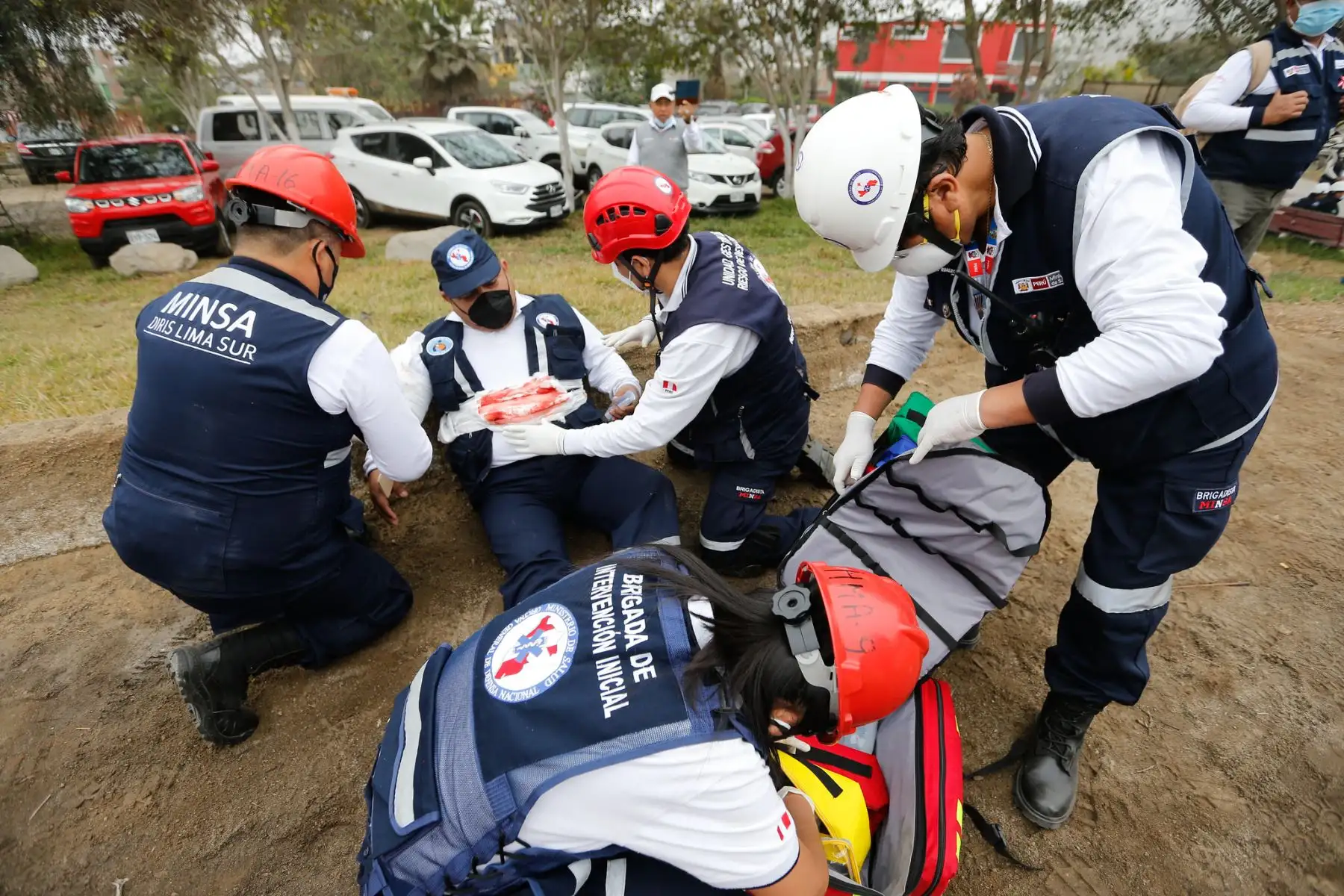 Ministerio de Salud realiza  un simulacro para evaluar las acciones de respuesta ante posible inoperatividad de los establecimientos de salud luego de un sismo, como parte del Plan de Continuidad Operativa del Minsa.
Foto: Minsa
