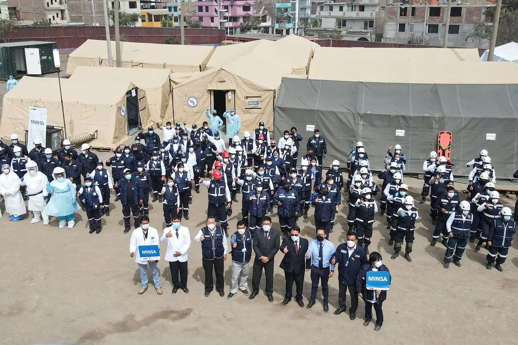 Ministerio de Salud realiza  un simulacro para evaluar las acciones de respuesta ante posible inoperatividad de los establecimientos de salud luego de un sismo, como parte del Plan de Continuidad Operativa del Minsa.
Foto: Minsa