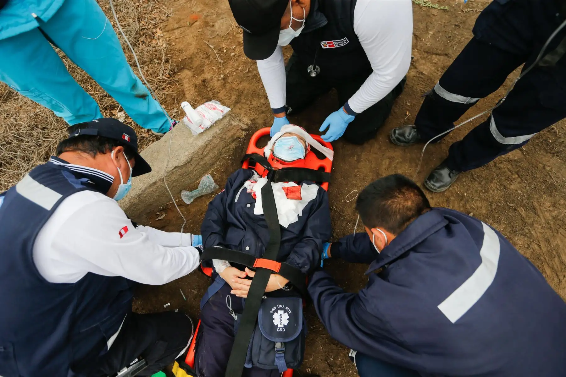 Ministerio de Salud realiza  un simulacro para evaluar las acciones de respuesta ante posible inoperatividad de los establecimientos de salud luego de un sismo, como parte del Plan de Continuidad Operativa del Minsa.
Foto: Minsa