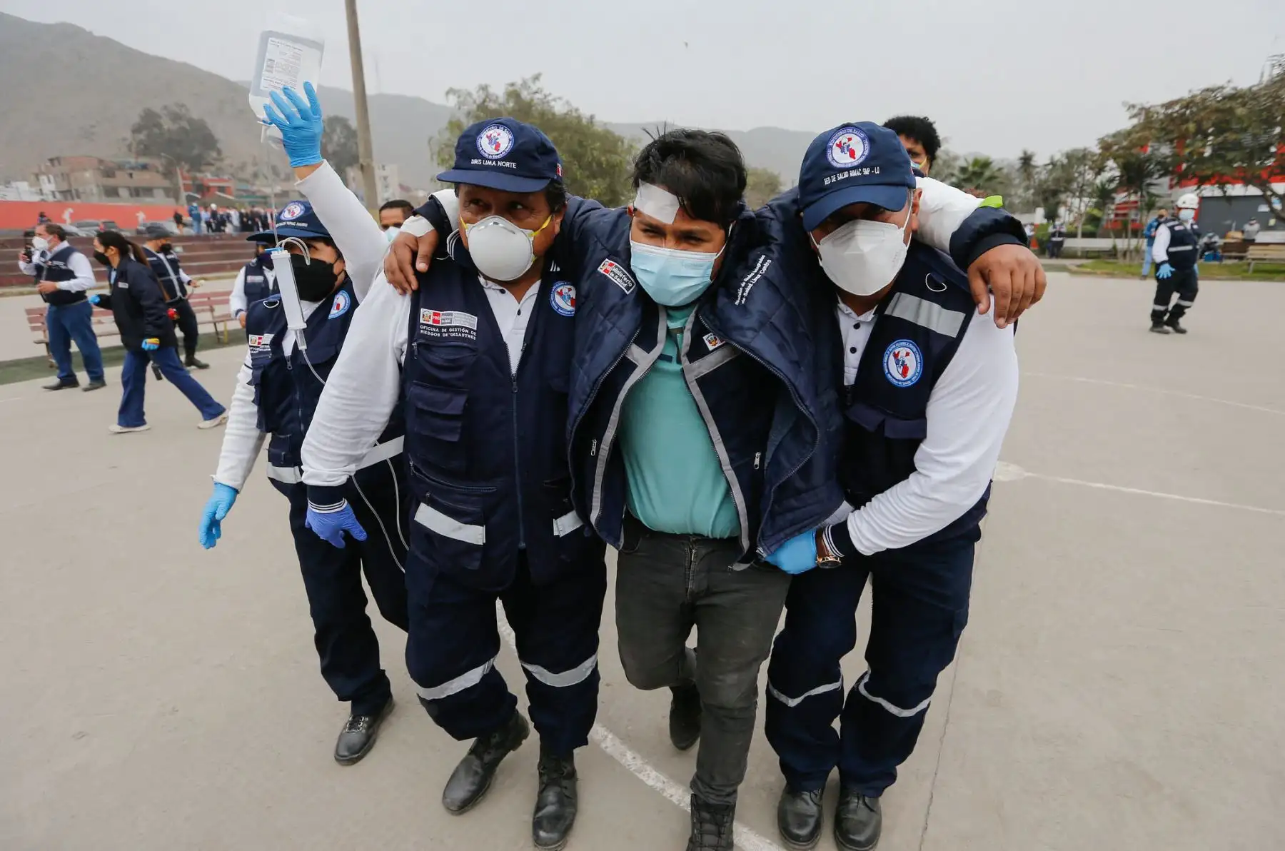 Ministerio de Salud realiza  un simulacro para evaluar las acciones de respuesta ante posible inoperatividad de los establecimientos de salud luego de un sismo, como parte del Plan de Continuidad Operativa del Minsa.
Foto: Minsa