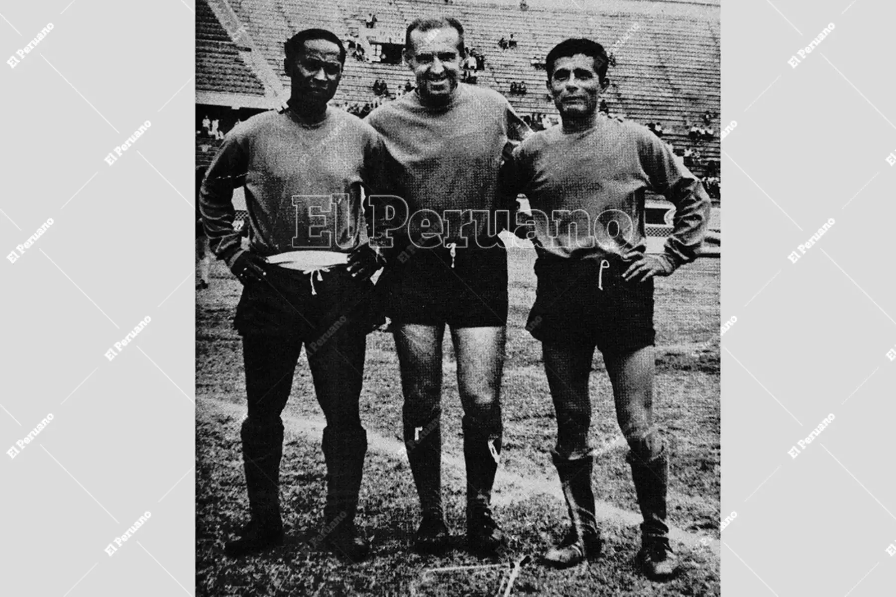 Máximo "Vides" Mosquera, Roberto "Tito" Drago y Luis "Caricho" Guzmán futbolistas símbolos del Club Deportivo Municipal. Foto: Archivo Histórico de El Peruano