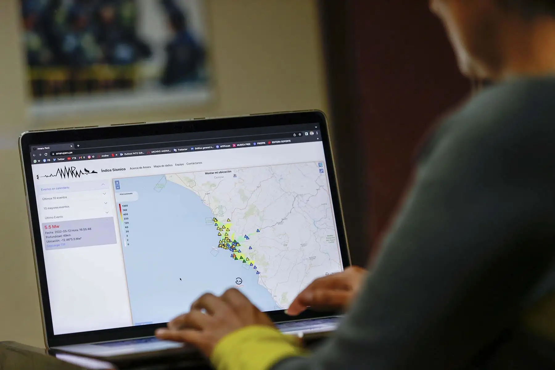El proyecto del CISMID incluyó el desarrollo de la plataforma AMARU que cuenta con un mapa de aceleraciones máximas. Foto: Carla Patiño / ANDINA