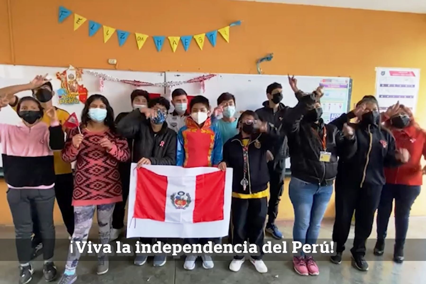 Niños con sordera proclaman la Independencia de Perú con lengua de señas: Foto: capturaTV.