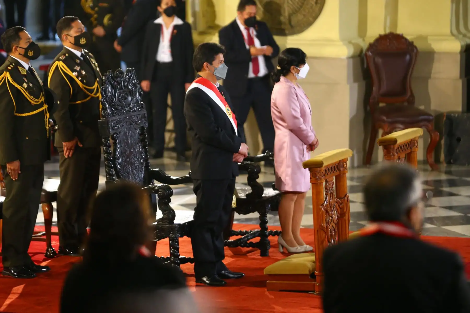 Presidente de la República, Pedro Castillo Terrones, y la primera Dama de la Nación, Lilia Paredes, participan en  la Misa y Te Deum.
Foto: ANDINA/Prensa Presidencia