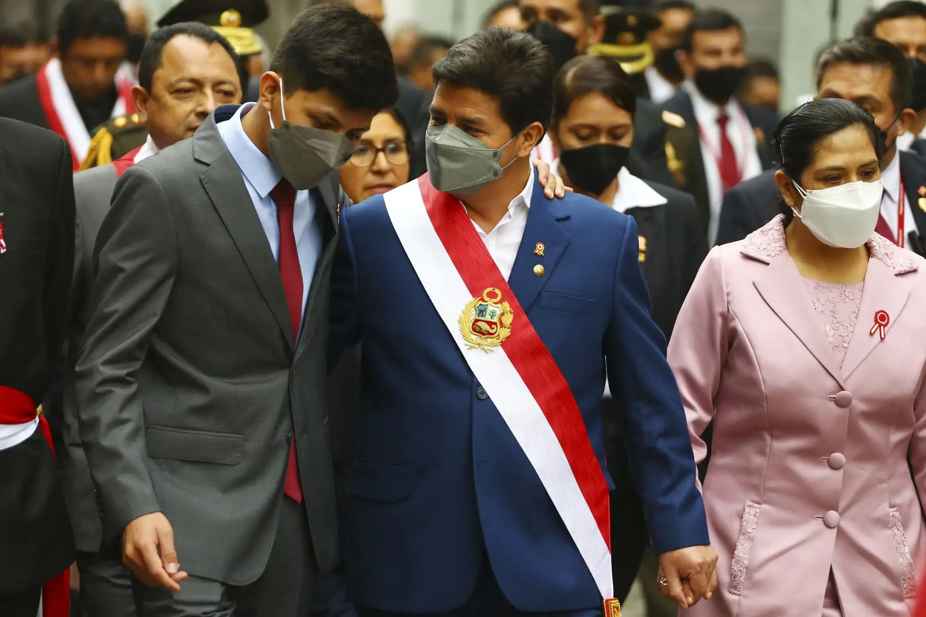El presidente de la República, Pedro Castillo, retorna a Palacio de Gobierno, tras Mensaje a la Nación. Foto: ANDINA/Prensa Presidencia