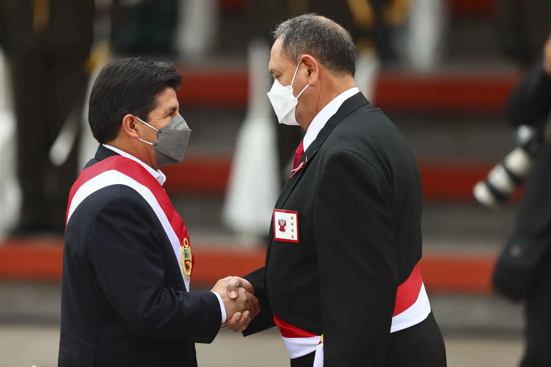 Honores al presidente de la República, Pedro Castillo, a su llegada la Gran Parada y Desfile Militar en el Cuartel General del Ejército, como parte de los actos conmemorativos por el 201 aniversario de la Independencia del Perú. Foto: ANDINA/ Andrés Valle