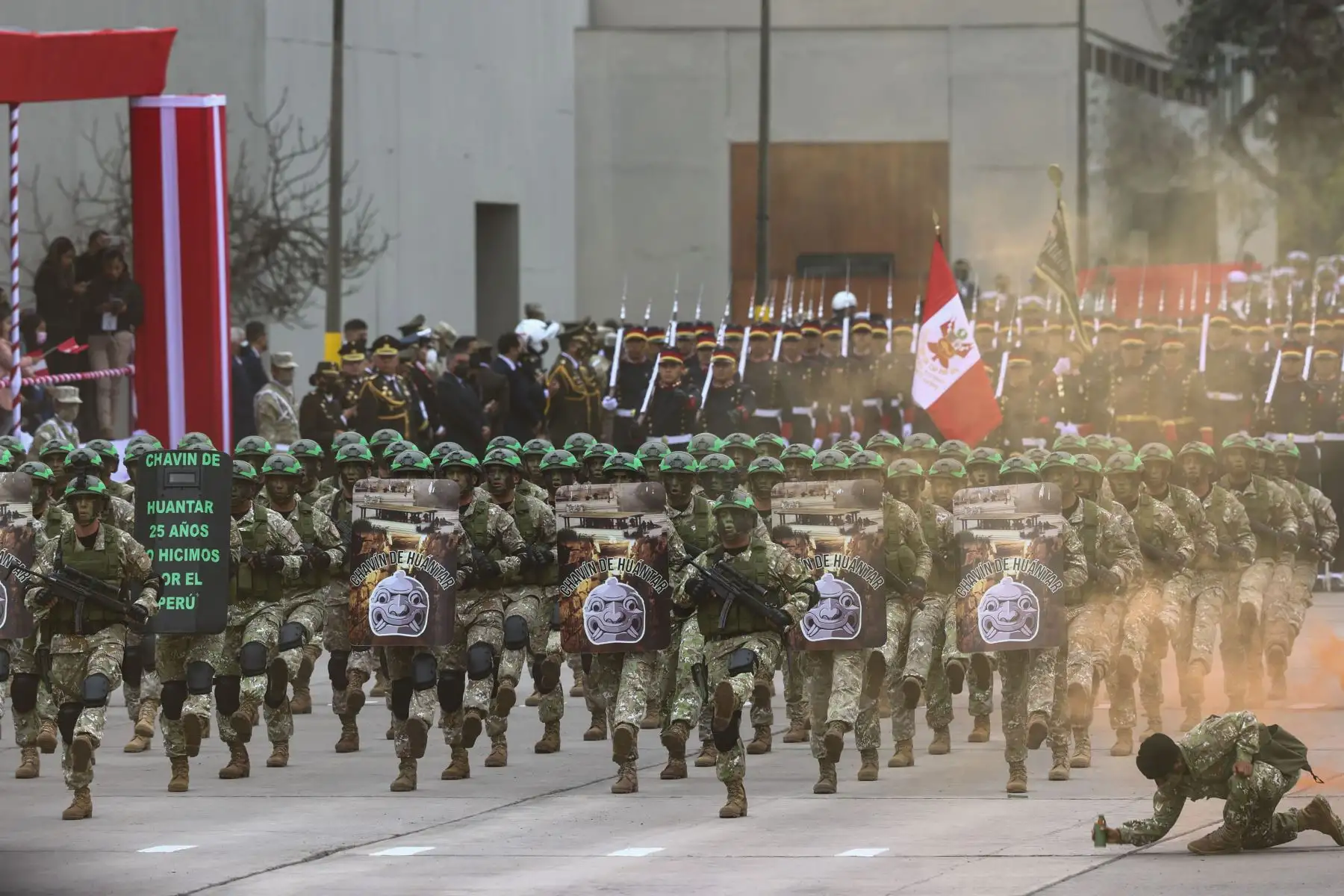 Comandos Chavín de Huántar.Unidades históricas de la Legión Peruana de la Guardia (EP) se hace presente en la Gran Parada Militar y Desfile Cívico Militar por el 201 aniversario de la independencia del Perú. Foto: ANDINA/ Andrés Valle