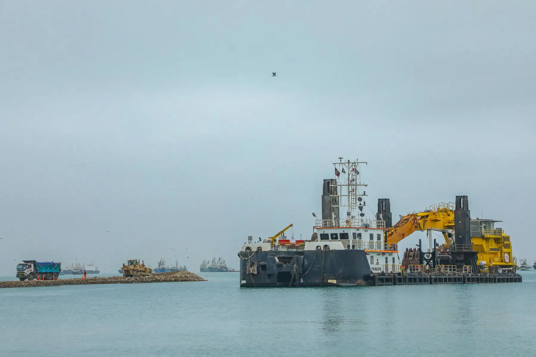 El viceministro de Transportes, Luis Rivera, supervisó las obras de ampliación del Terminal Sur del Puerto del Callao, que están a cargo de la empresa concesionaria DP World Callao y tienen un avance del 29%.
Foto: MTC
