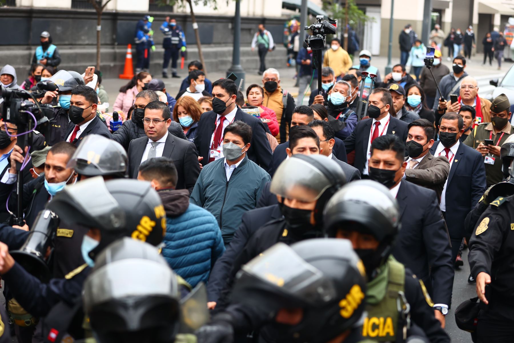 Presidente Pedro Castillo, llega a la Fiscalía de la Nación. Foto: ANDINA/Andrés Valle