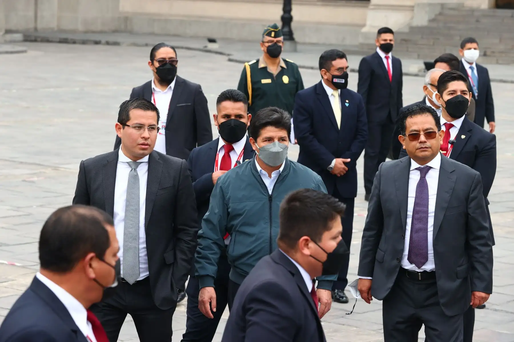 Presidente Pedro Castillo, regresa a Palacio de Gobierno, tras asistir a diligencia en la sede de la Fiscalía de la Nación. Foto: ANDINA/Andrés Valle