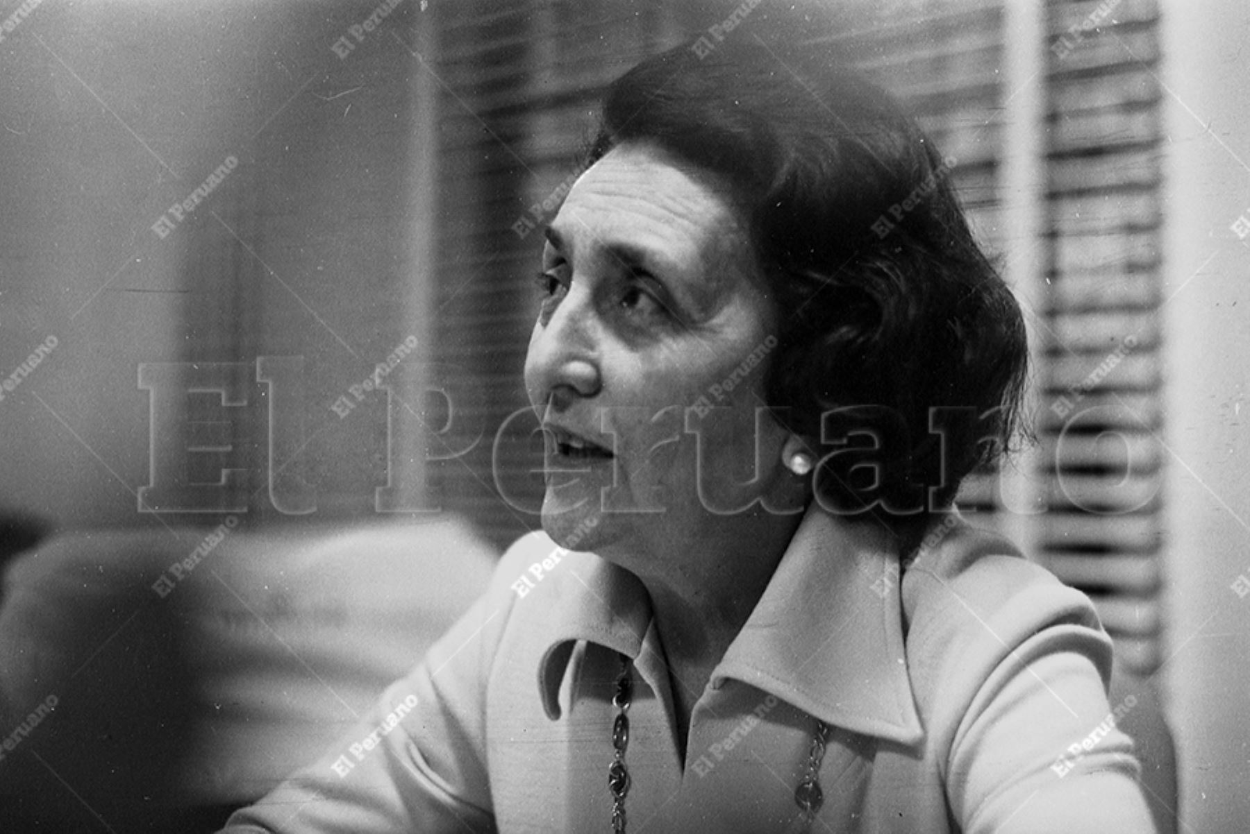 Lima - 24 noviembre 1975 / Entrevista a la historiadora María Rostworowski. Foto: Archivo/ El Peruano