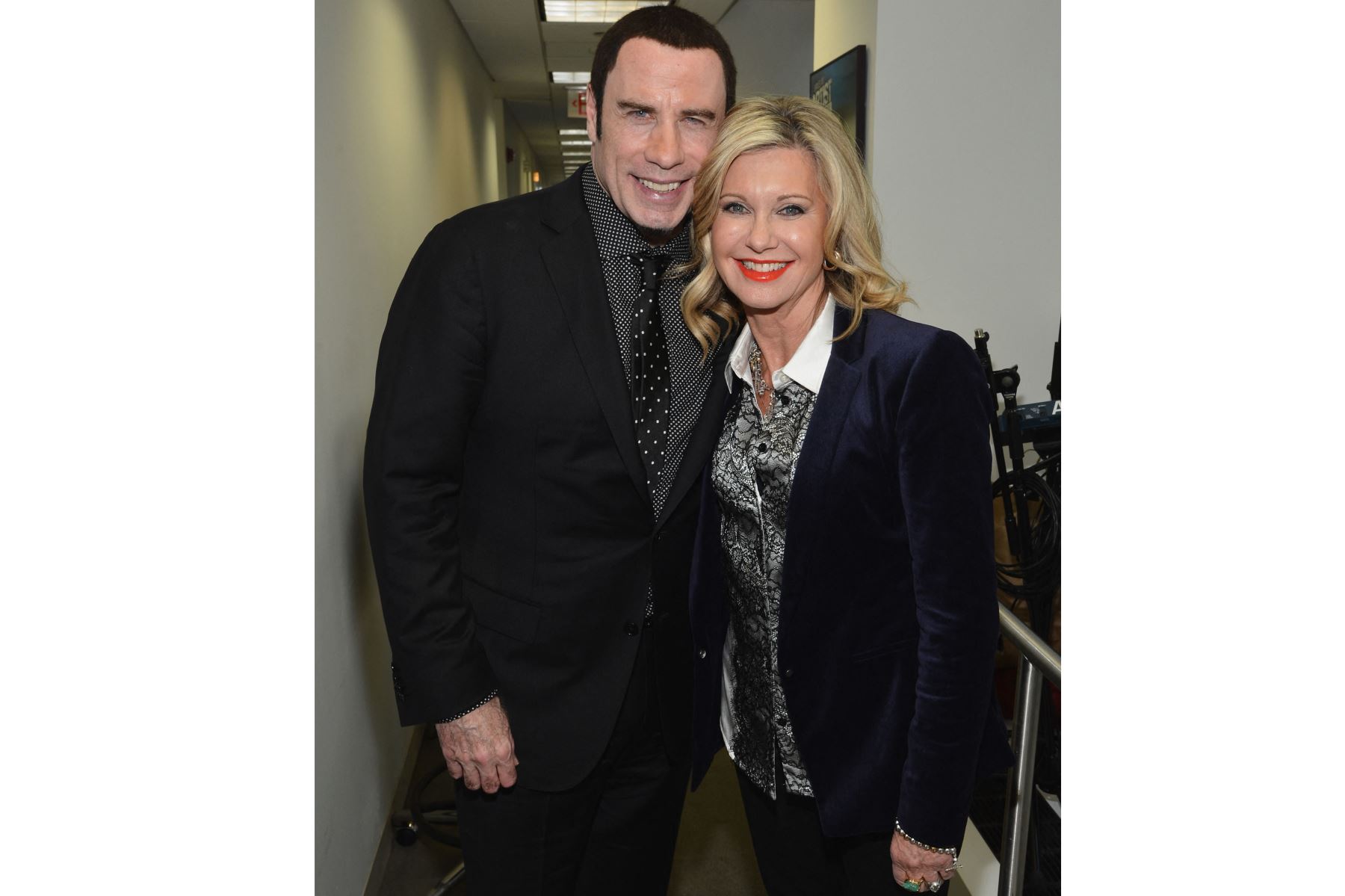 John Travolta y Olivia Newton-John asisten al Ayuntamiento de SiriusXM  en los estudios de SiriusXM  en la ciudad de Nueva York.
Foto: AFP