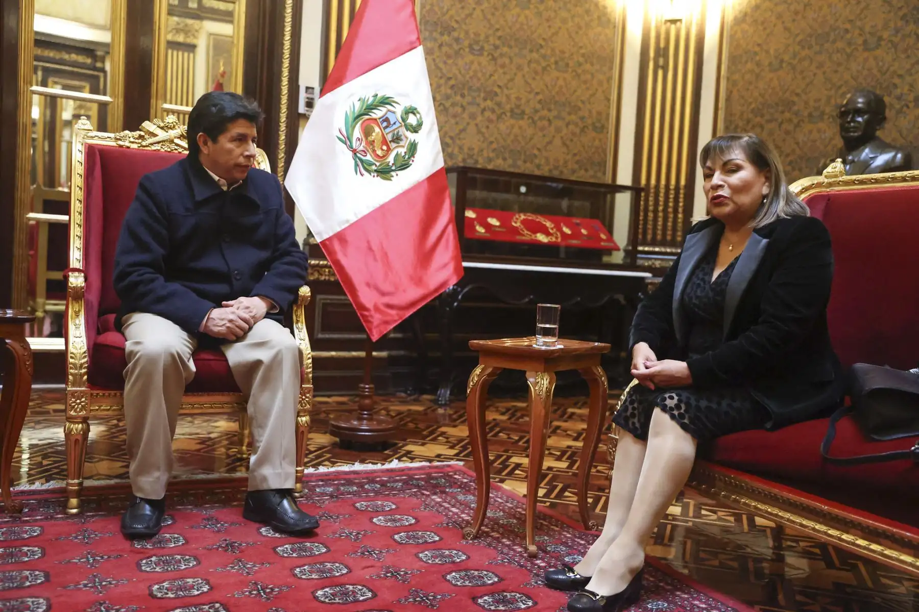 Presidente Pedro Castillo se reúne con la vicepresidenta de la Corte Penal Internacional, Luz del Carmen Ibáñez.
Foto: ANDINA/Prensa Presidencia