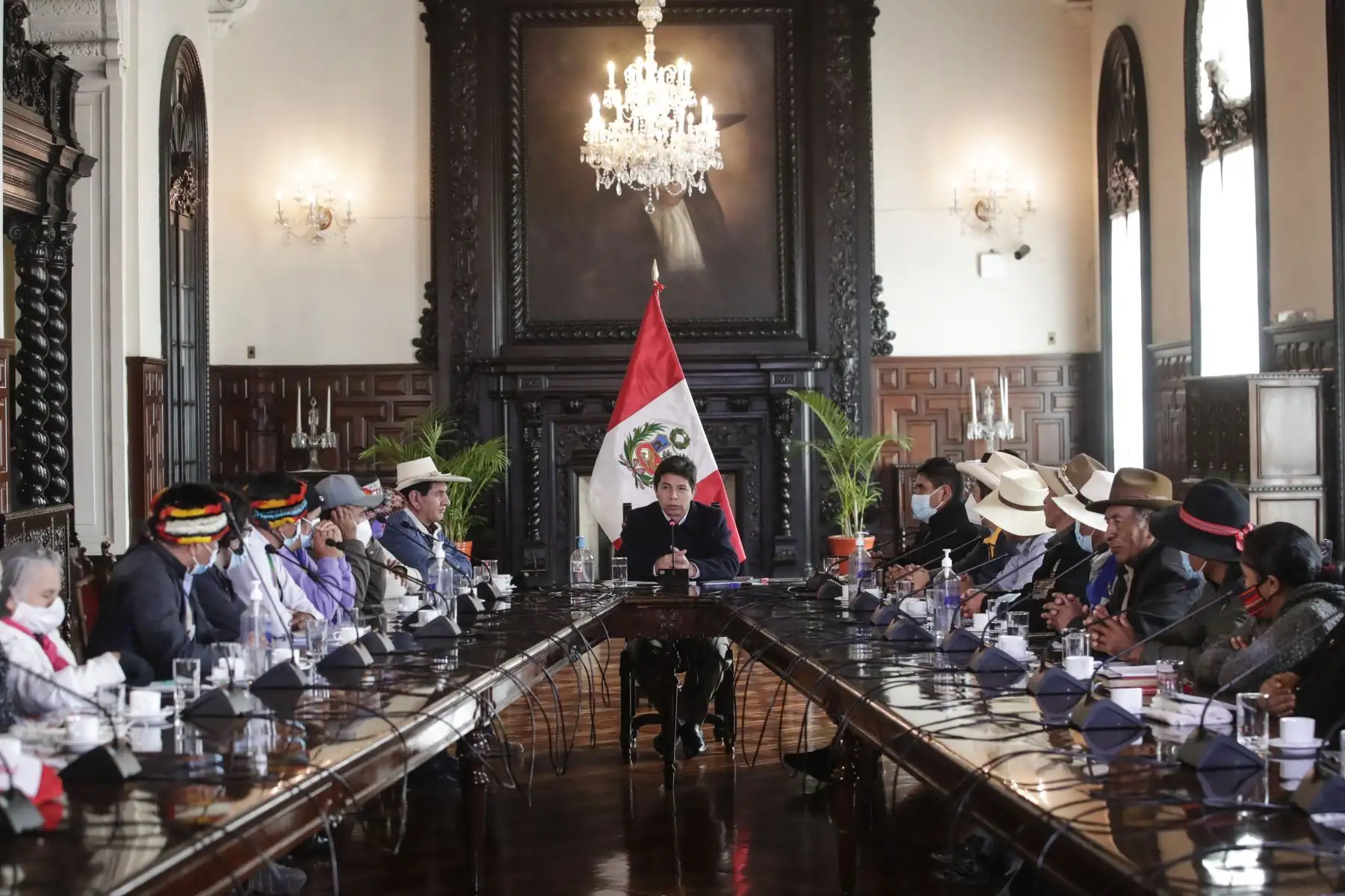 Presidente Pedro Castillo, se reúne con principales dirigentes de las rondas campesinas de diversas regiones del país. Foto: ANDINA/Prensa Presidencia