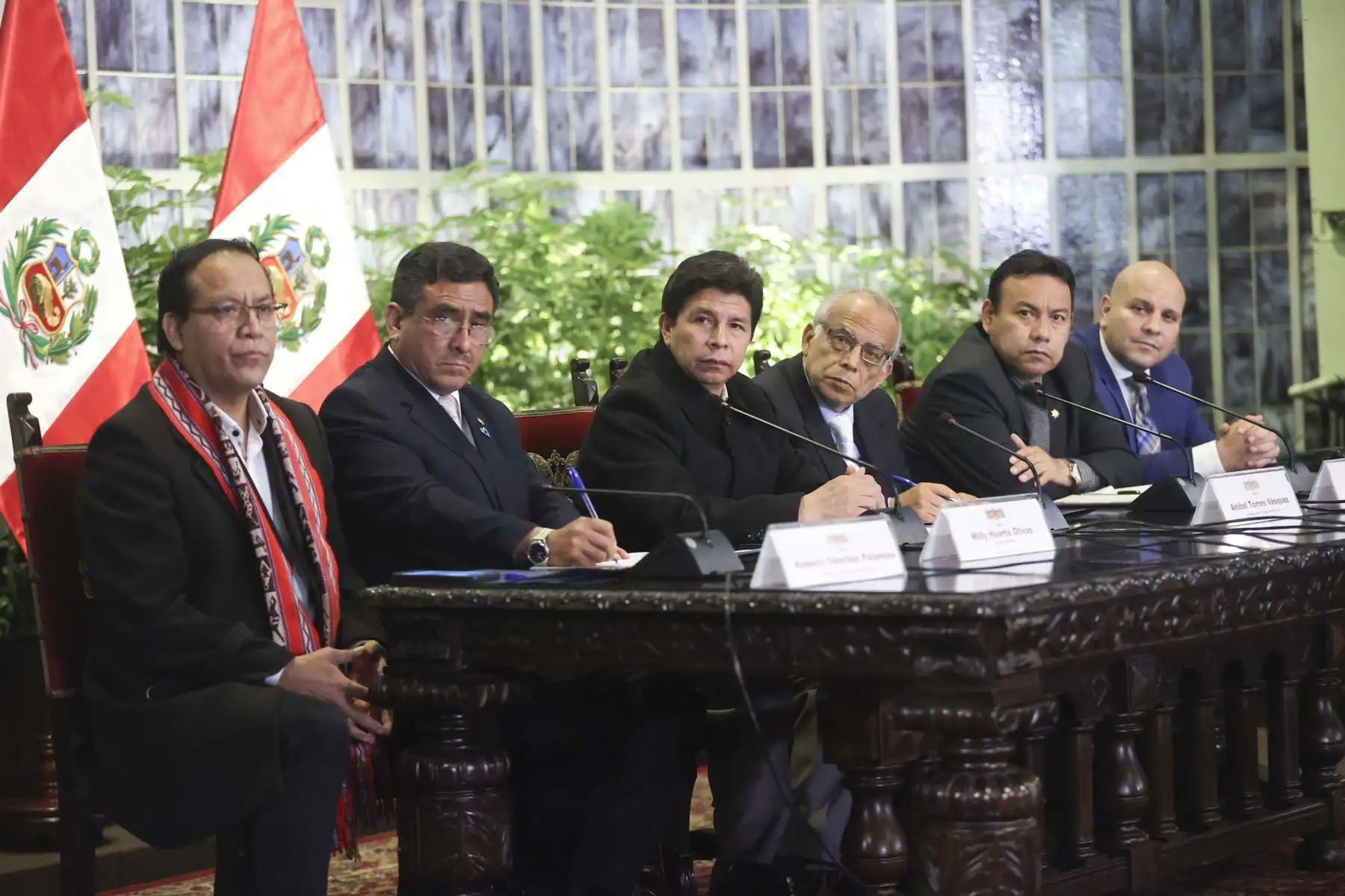 Presidente de la República, Pedro Castillo, sostuvo reunión con dirigentes de las bases sociales de todas las regiones del país. Foto: ANDINA/Presidencia Perú
