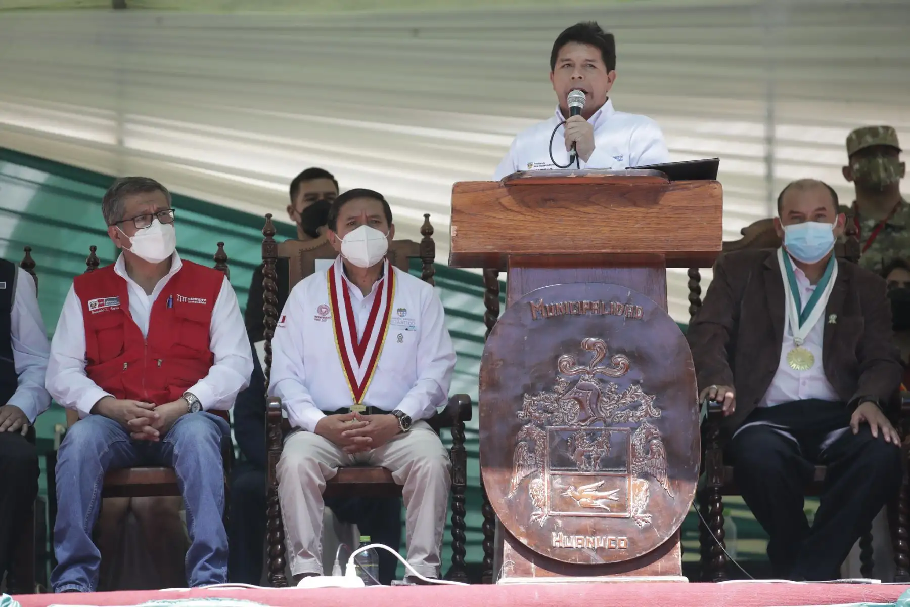 Presidente de la República, Pedro Castillo lidera ceremonia por el 483° aniversario de la fundación de la ciudad de Huánuco.
Foto: ANDINA/Prensa Presidencia