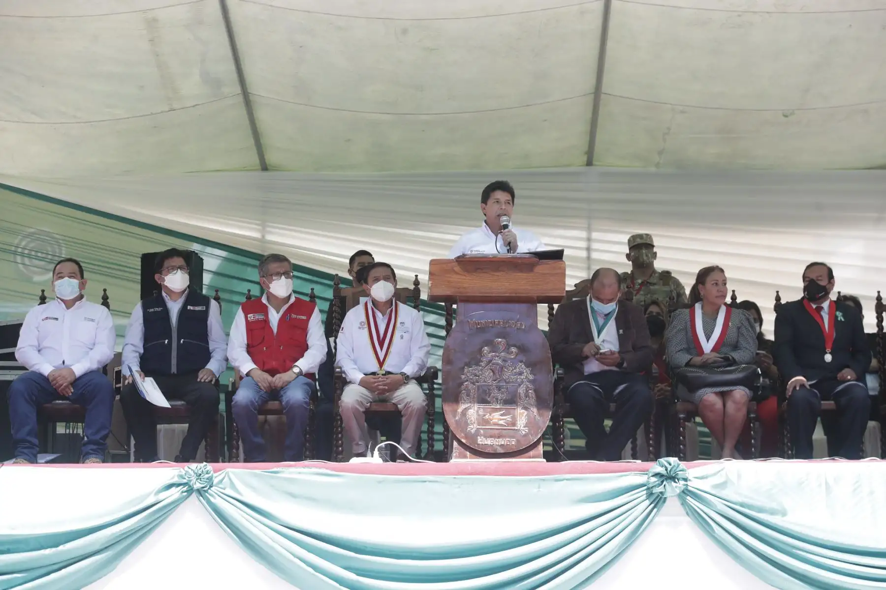 Presidente de la República, Pedro Castillo lidera ceremonia por el 483° aniversario de la fundación de la ciudad de Huánuco.
Foto: ANDINA/Prensa Presidencia