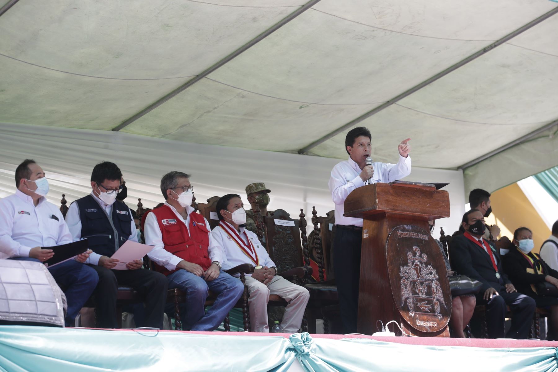 Presidente de la República, Pedro Castillo lidera ceremonia por el 483° aniversario de la fundación de la ciudad de Huánuco.
Foto: ANDINA/Prensa Presidencia