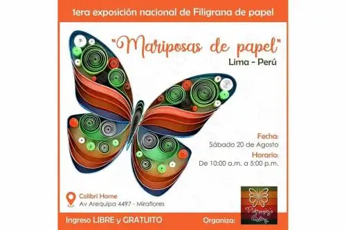 El ingreso a la exposición “Mariposas de papel” es gratuito y estará disponible, únicamente, este sábado de 10 a. m. a 5 p. m. Foto: Difusión