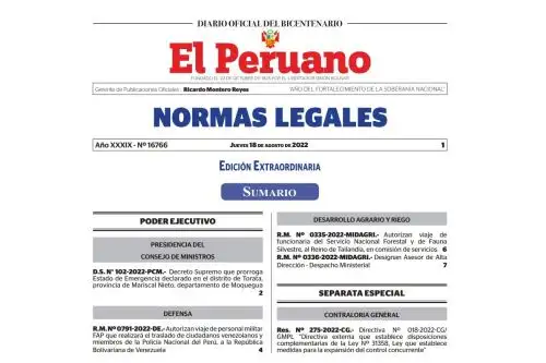 Normas Legales del Diario Oficial El Peruano.