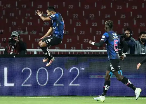 El más veloz de los atacantes del Independiente, el argentino Díaz decretó el tercer gol, en el minuto 75. Foto: EFE
