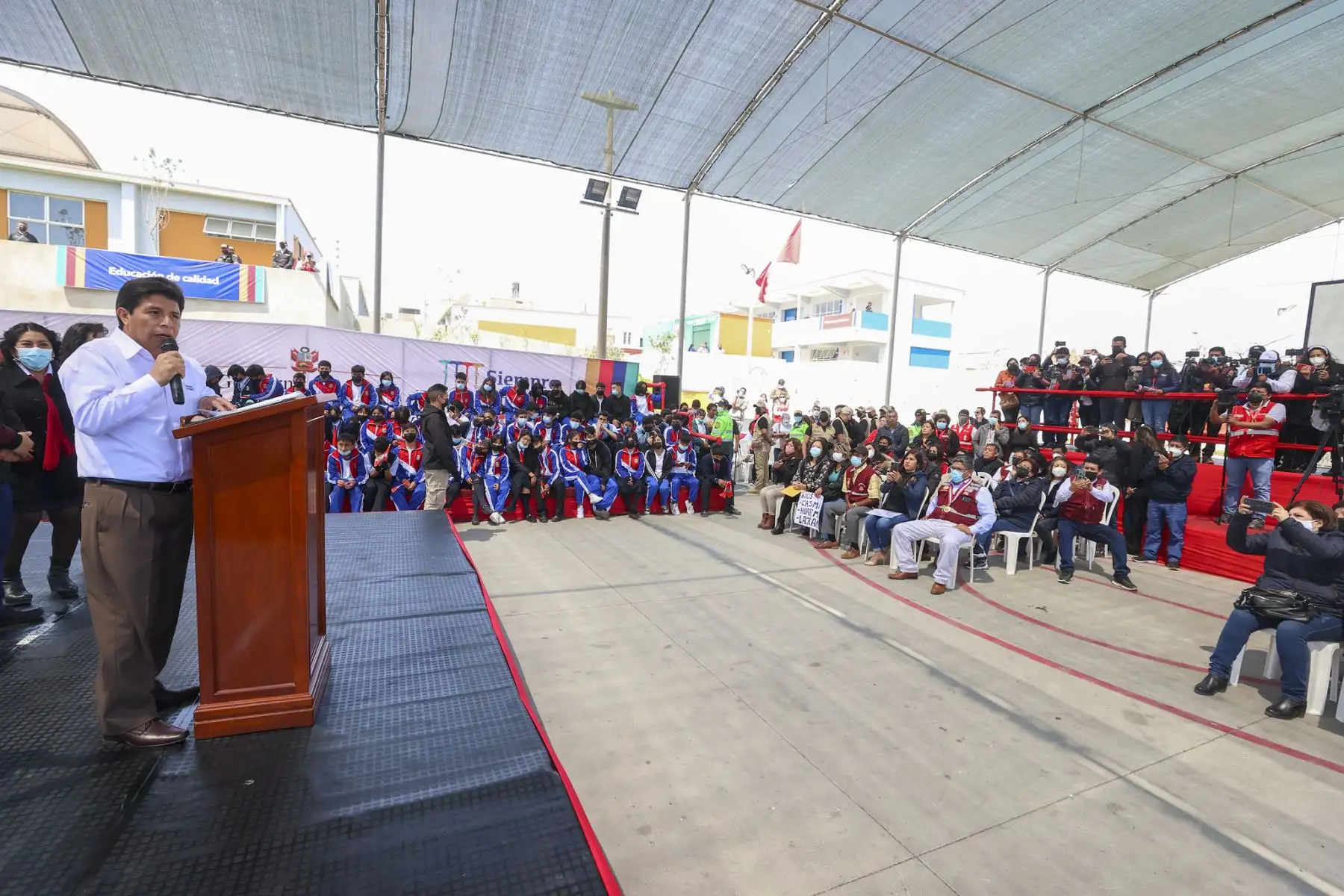 Presidente de la República, Pedro Castillo, inaugura Institución Educativa N° 88034 Pedro Ruiz Gallo, en la región Áncash.
Foto: ANDINA/ Prensa Presidencia
