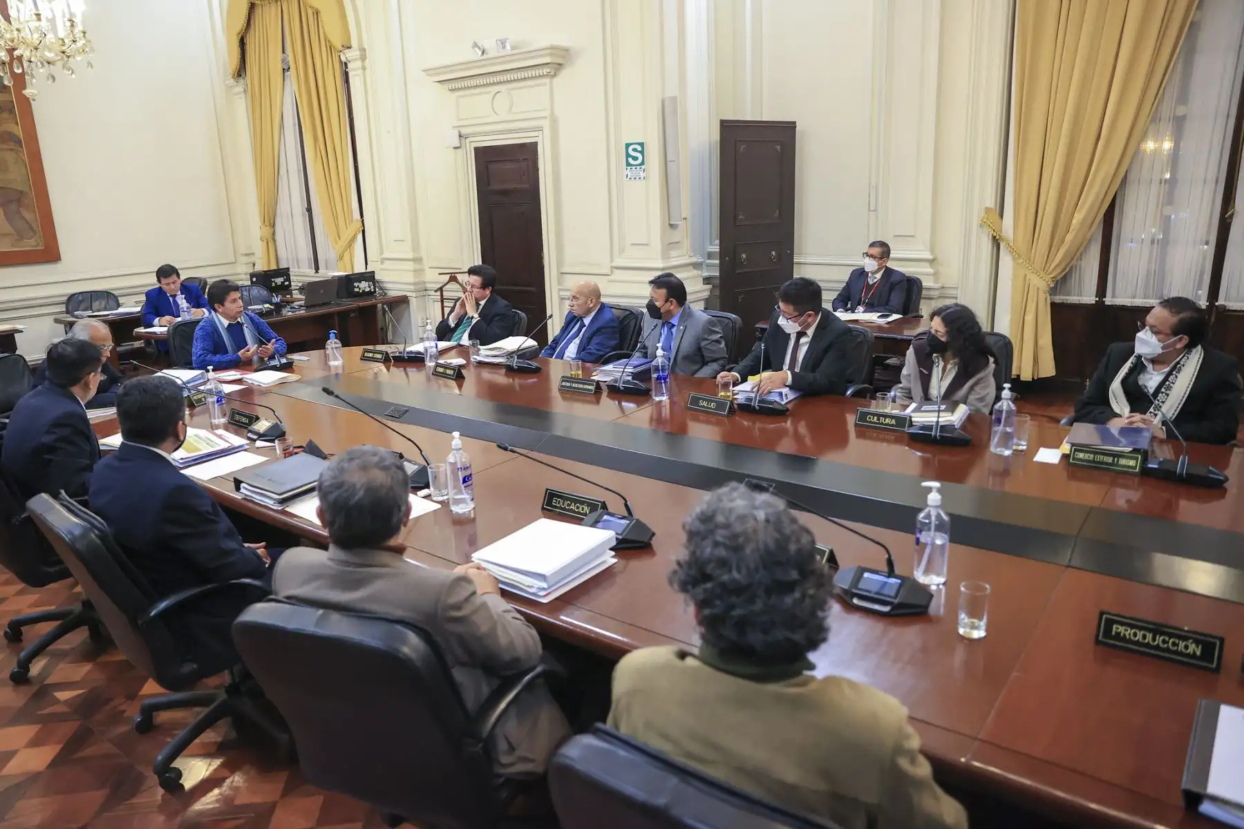Presidente de la República, Pedro Castillo lidera sesión de Consejo de Ministros en Palacio de Gobierno.
Foto: ANDINA/Prensa Presidencia