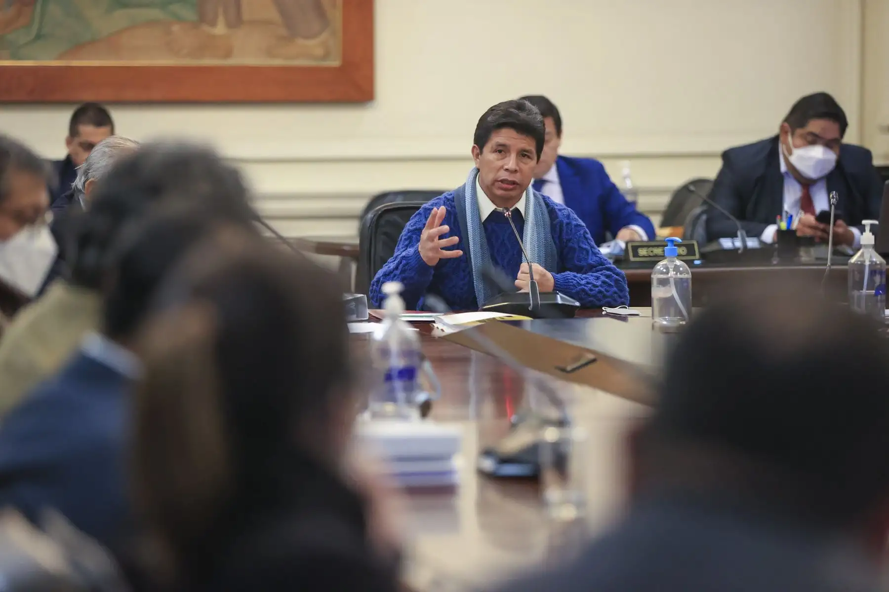Presidente de la República, Pedro Castillo lidera sesión de Consejo de Ministros en Palacio de Gobierno.
Foto: ANDINA/Prensa Presidencia