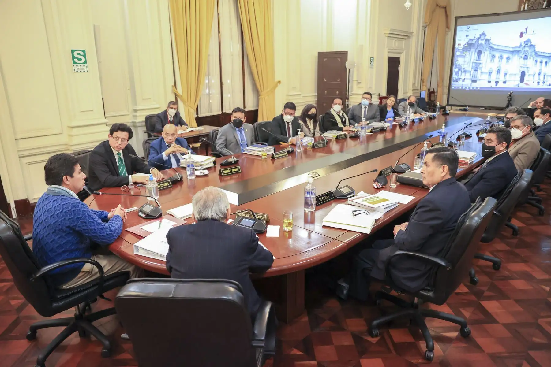 Presidente de la República, Pedro Castillo lidera sesión de Consejo de Ministros en Palacio de Gobierno.
Foto: ANDINA/Prensa Presidencia