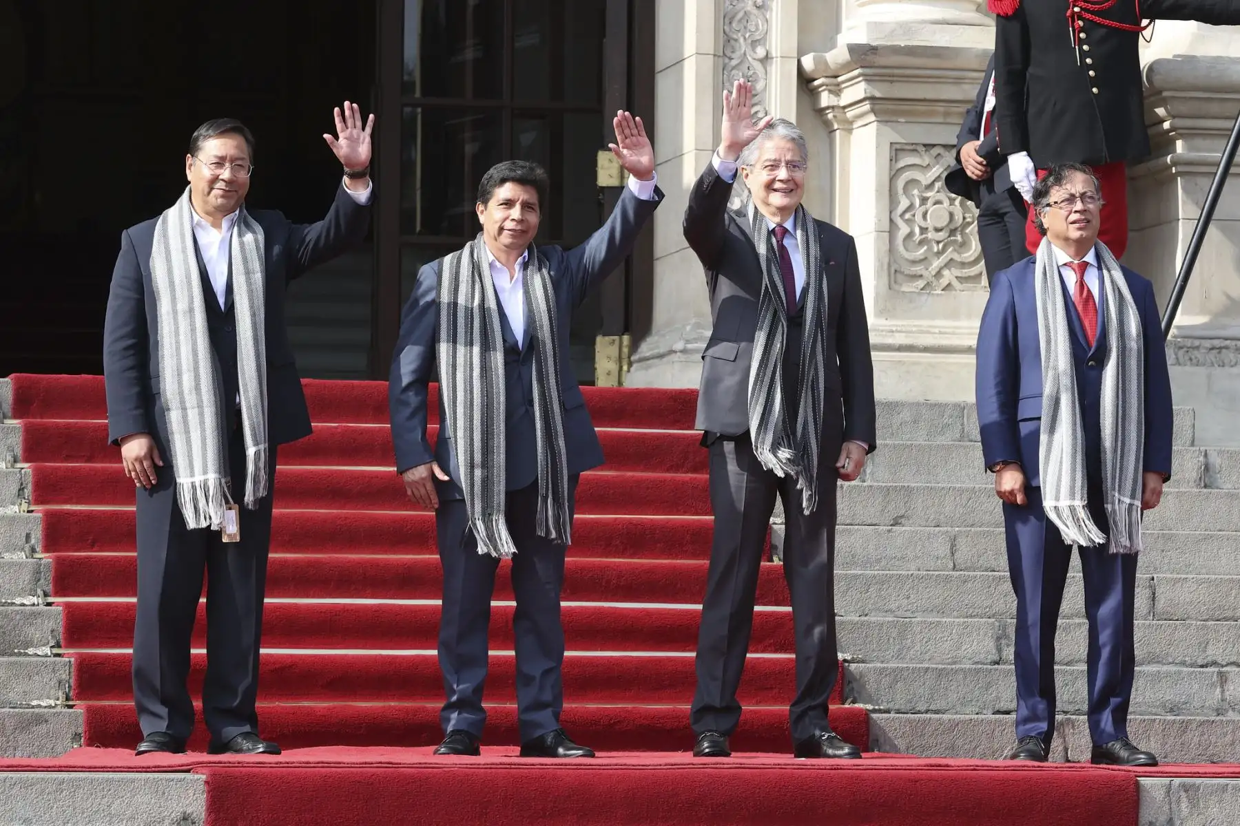 El presidente Pedro Castillo recibe en Palacio de Gobierno a los jefes de Estado de Bolivia, Luis Arce, Ecuador, Guillermo Lasso, y Colombia, Gustavo Petro, en el marco de la XXII Reunión del Consejo Presidencial de la Comunidad Andina. Foto:  ANDINA/ Prensa Presidencia