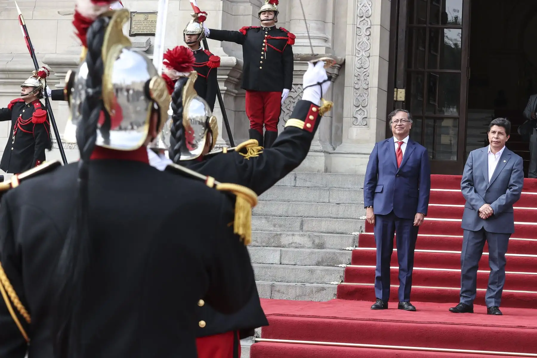 El presidente Pedro Castillo recibe en Palacio de Gobierno a los jefes de Estado de Bolivia, Luis Arce, Ecuador, Guillermo Lasso, y Colombia, Gustavo Petro, en el marco de la XXII Reunión del Consejo Presidencial de la Comunidad Andina. Foto:  ANDINA/ Prensa Presidencia