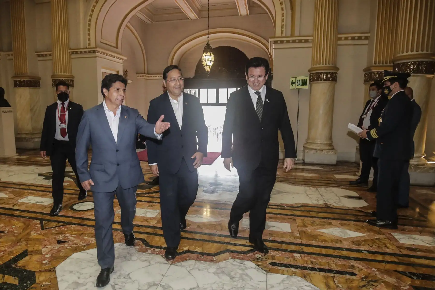 El presidente Pedro Castillo recibe en Palacio de Gobierno a los jefes de Estado de Bolivia, Luis Arce, Ecuador, Guillermo Lasso, y Colombia, Gustavo Petro, en el marco de la XXII Reunión del Consejo Presidencial de la Comunidad Andina. Foto:  ANDINA/ Prensa Presidencia