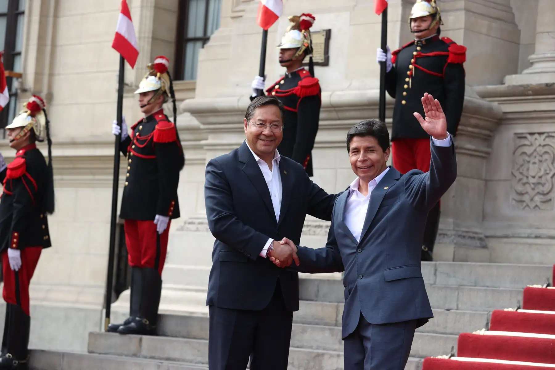 El presidente Pedro Castillo recibe en Palacio de Gobierno a los jefes de Estado de Bolivia, Luis Arce, Ecuador, Guillermo Lasso, y Colombia, Gustavo Petro, en el marco de la XXII Reunión del Consejo Presidencial de la Comunidad Andina. Foto:  ANDINA/ Prensa Presidencia