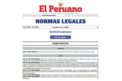 Normas Legales del Diario Oficial El Peruano.