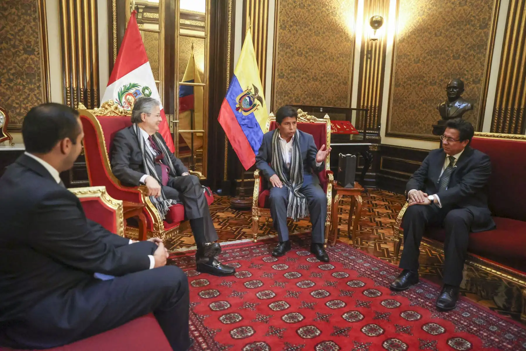 Presidente Pedro Castillo, sostuvo encuentro con sus homólogos de Colombia, Bolivia y Ecuador, en Palacio de Gobierno. Foto: ANDINA/ Prensa Presidencia